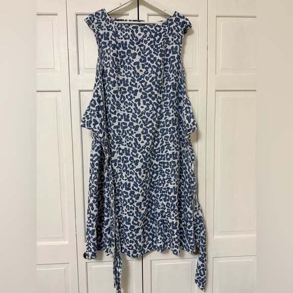 Piazza Del Tempio Italy Women's Leopard Print 100% Linen Dress Med Spring Beach - Picture 3 of 11